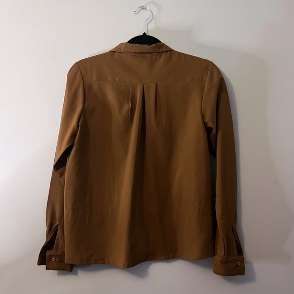 Gorgeous Brown Pleated Vintage Blouse - Picture 3 of 3